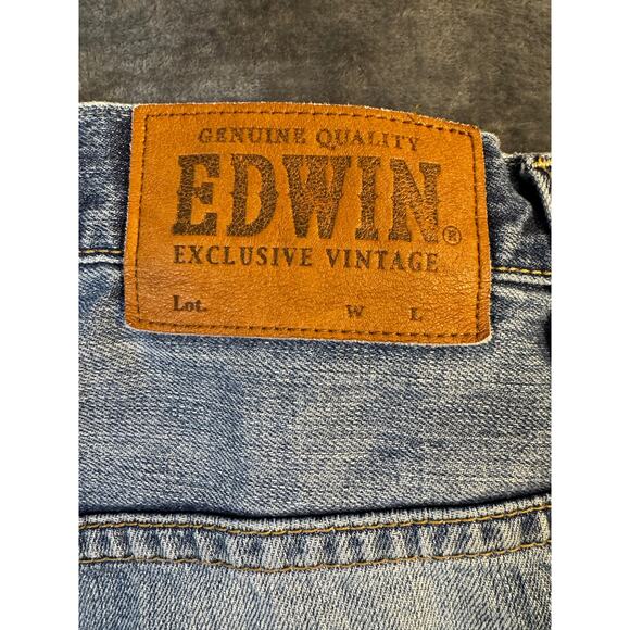 Edwin EX404 Selvedge Distressed Ripped Denim Blue Jeans Men's 36 Made In Japan - Picture 6 of 12